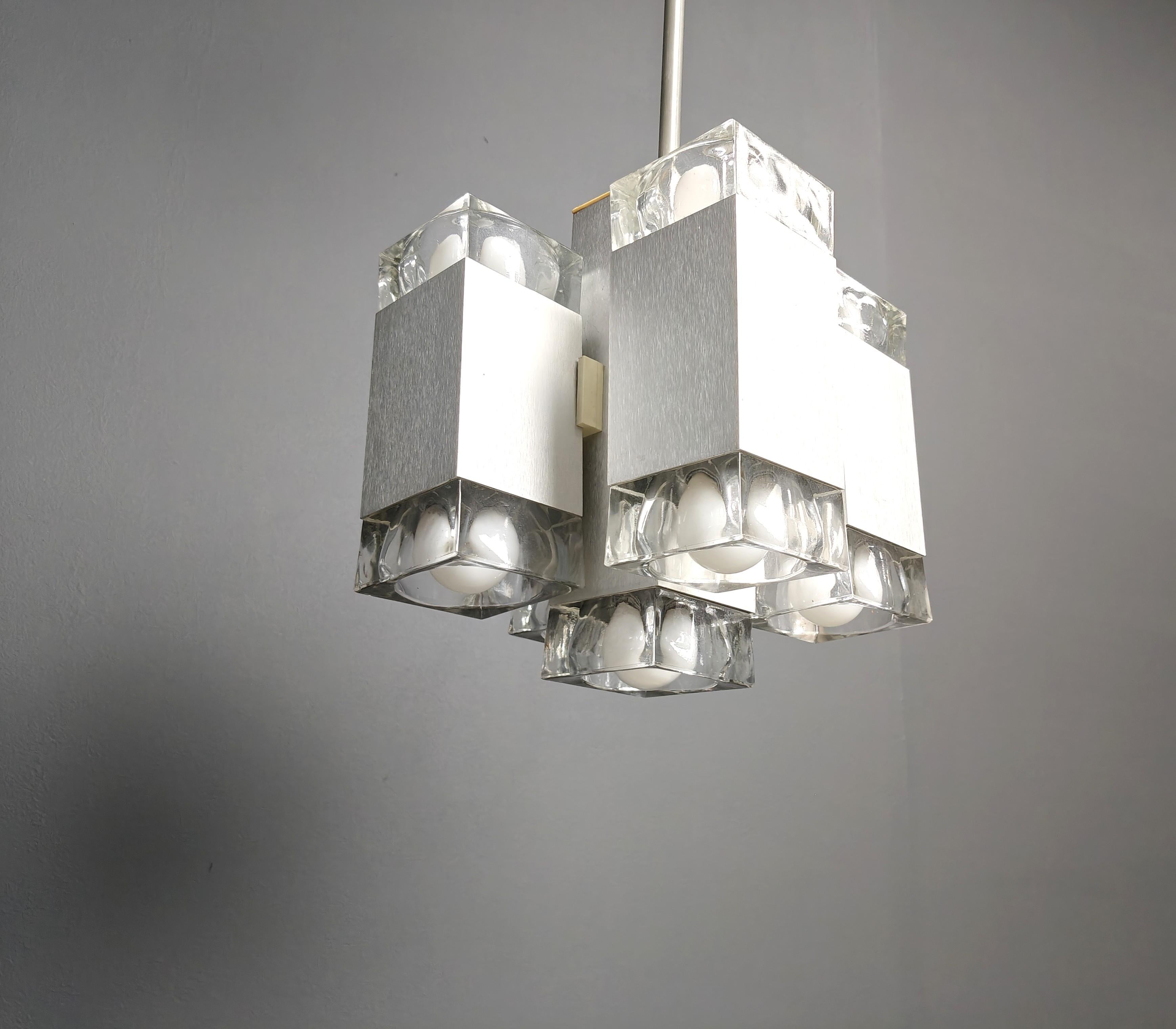 Lampadario cubico italiano vintage di Gaetano Sciolari, anni '70 in vendita 2