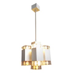 Vintage italian cubic chandelier by Gaetano Sciolari, 1970s