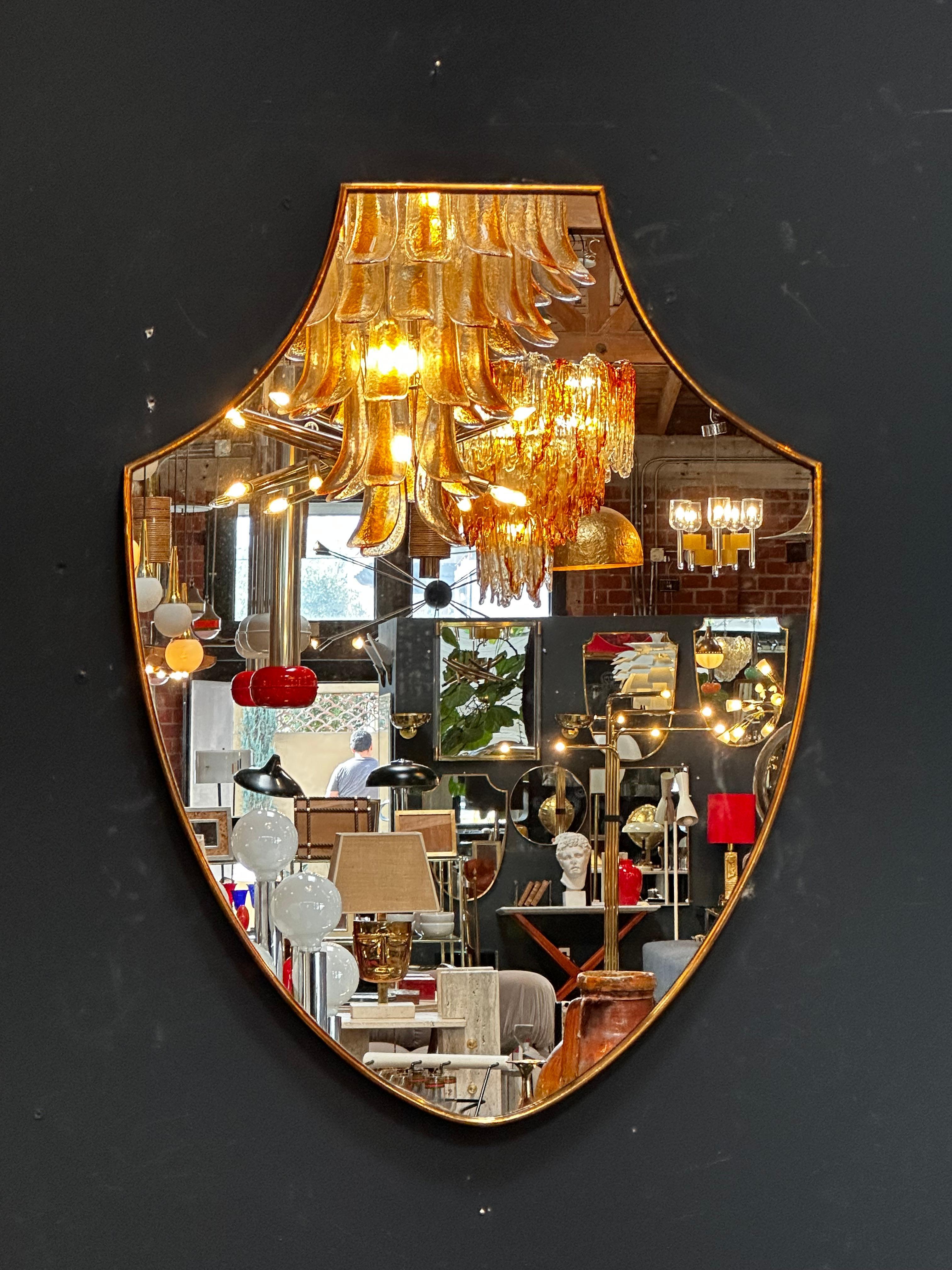 Vintage Italian Curvilinear Brass Wall Mirror 1960s For Sale 2