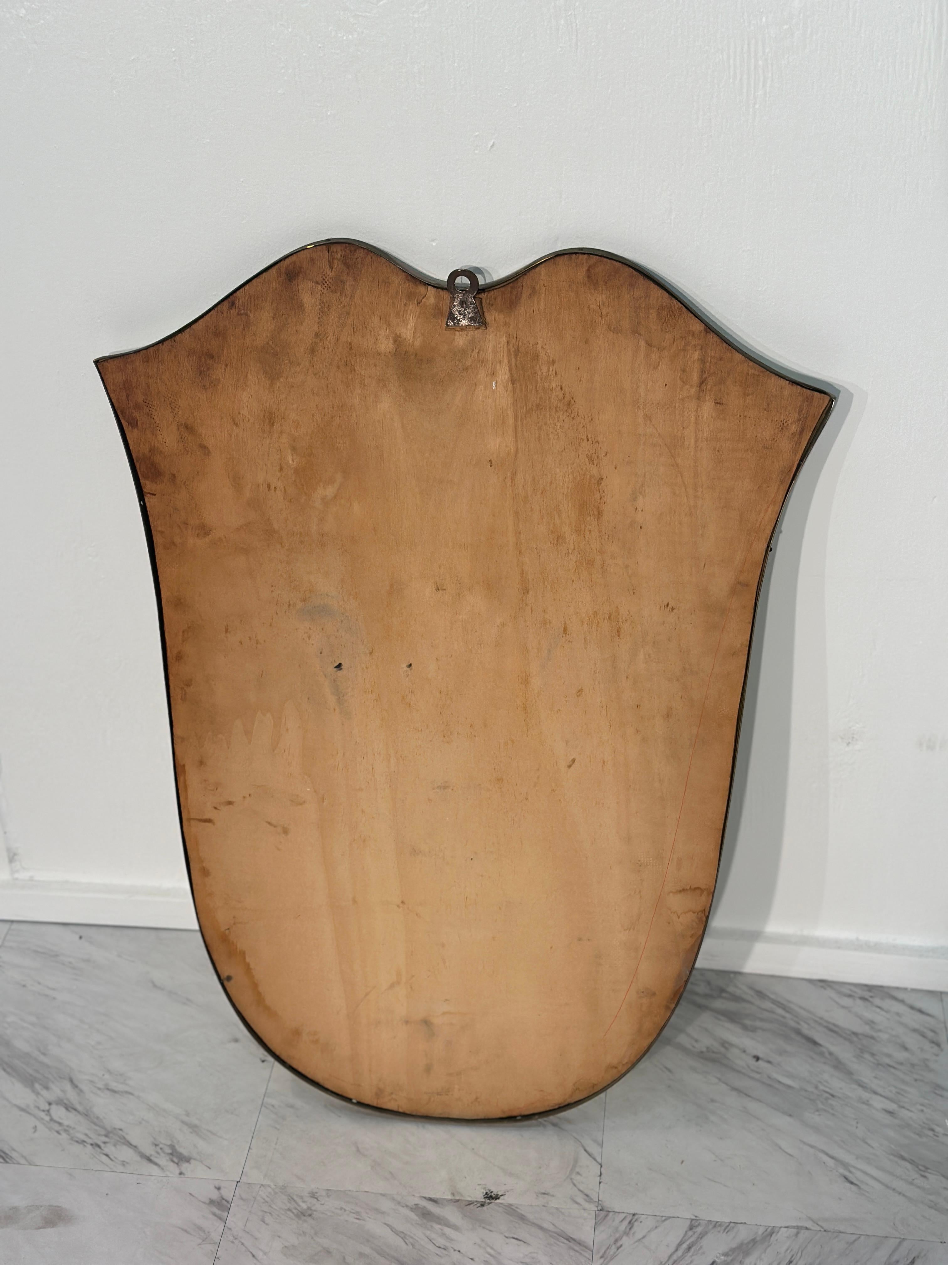 Vintage Italian Curvilinear Brass Wall Mirror 1980s For Sale 1