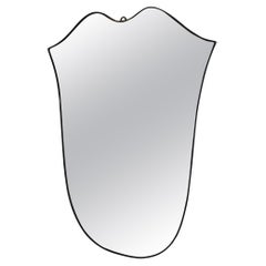 Vintage Italian Curvilinear Brass Wall Mirror 1980s