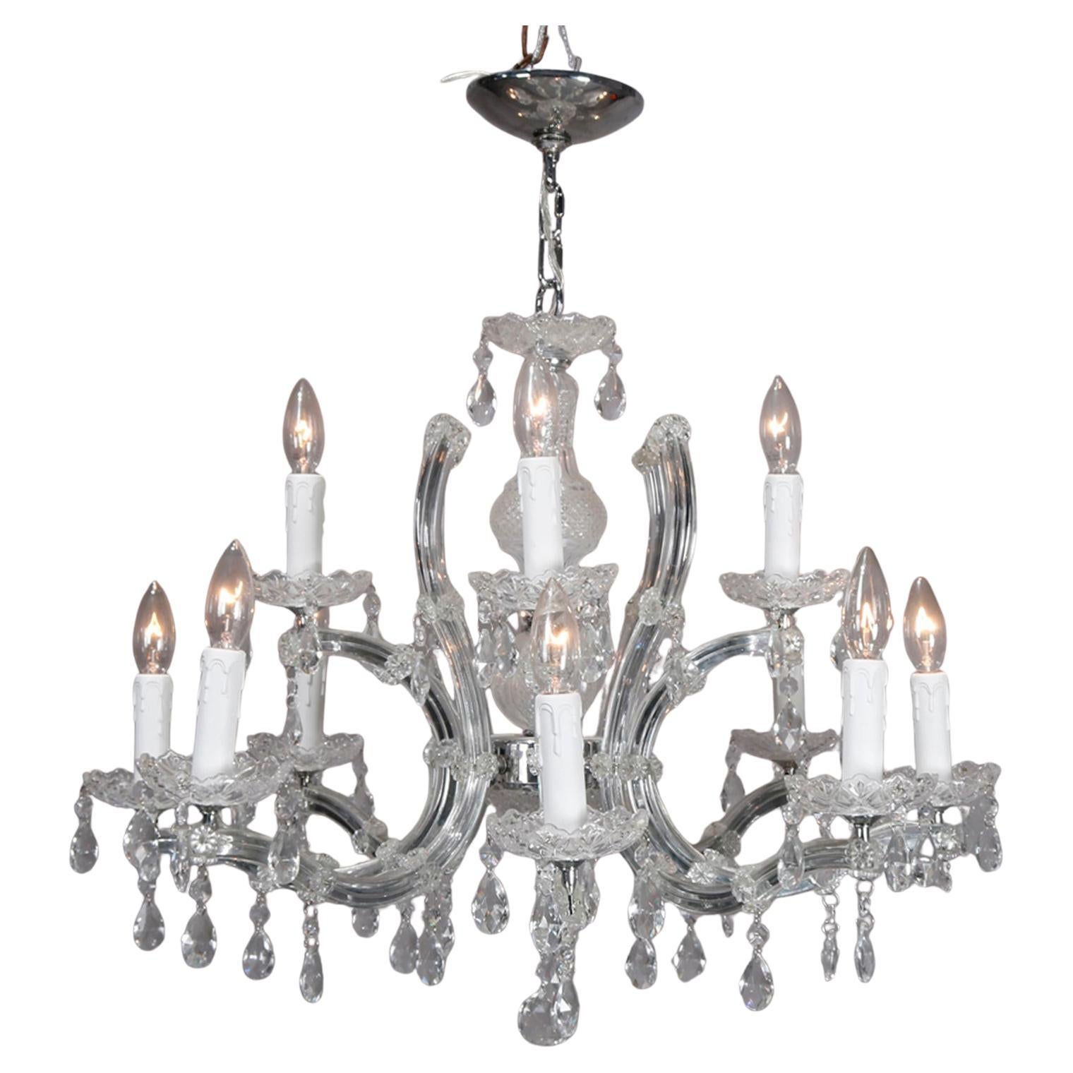 Lustre vintage italien en cristal taillé et chrome à 12 lumières, 20e siècle