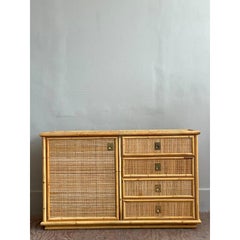 Credenza italiana vintage de ratán tejido Dal Vera