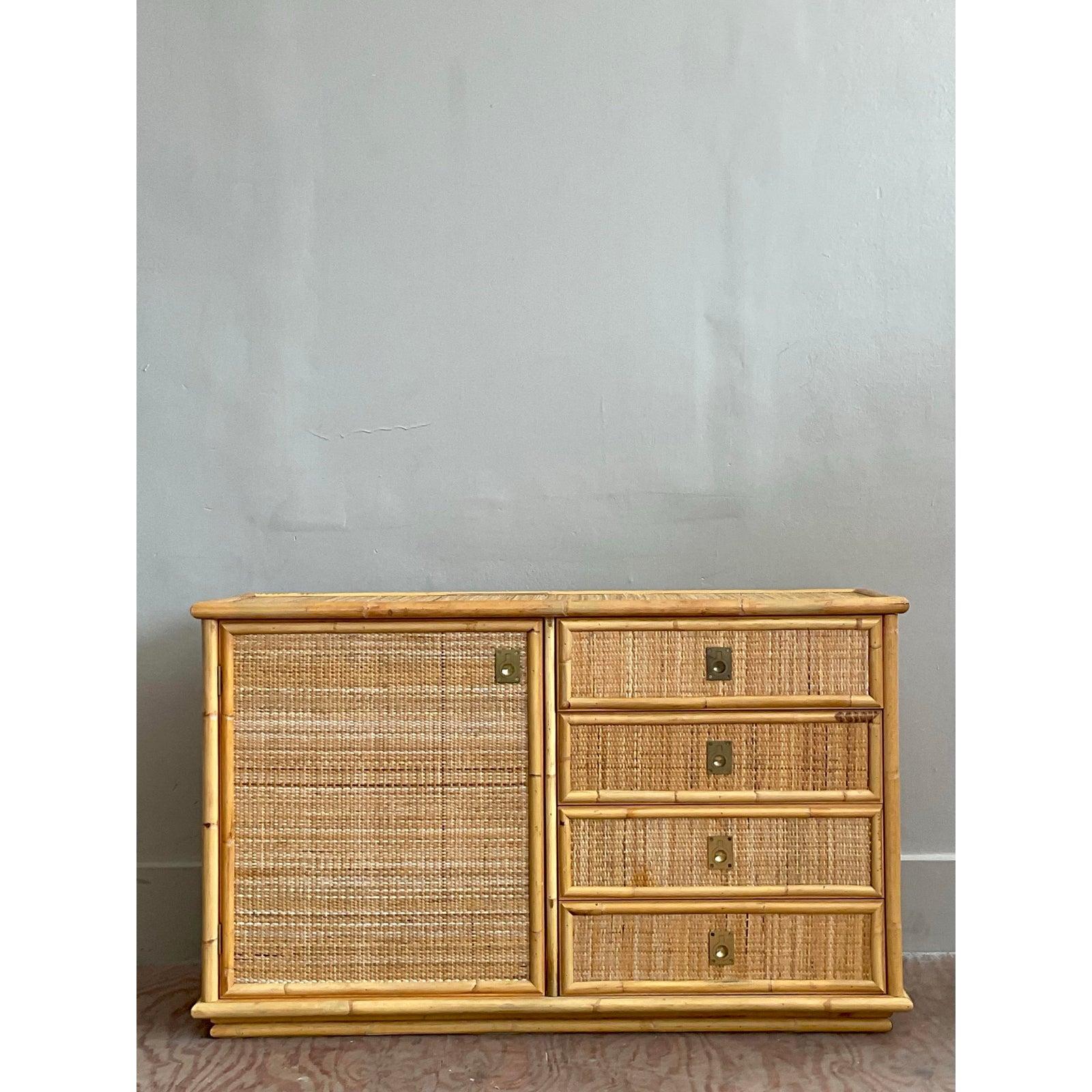 Credenza vintage in rattan intrecciato Dal Vera In condizioni buone in vendita a West Palm Beach, FL
