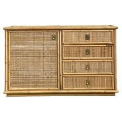 Credenza italiana vintage de ratán tejido Dal Vera