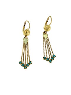 Vintage Italian Dangle Earrings Gold and Turquoise