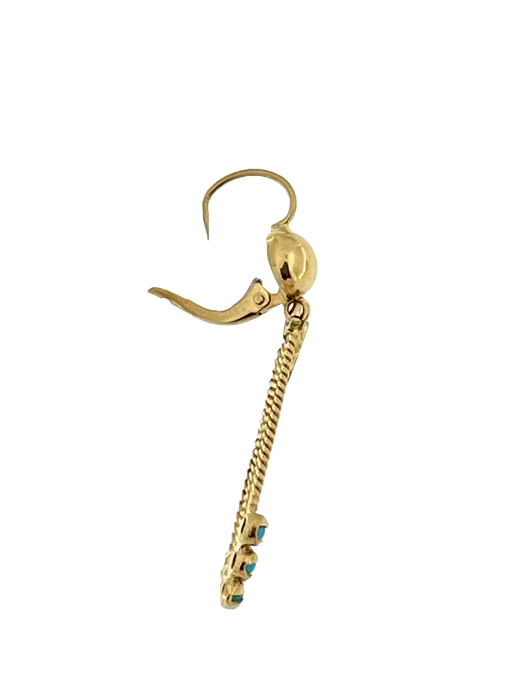 Vintage Italian Dangle Earrings Gold and Turquoise In Good Condition For Sale In Esch sur Alzette, Esch-sur-Alzette