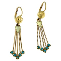 Vintage Italian Dangle Earrings Gold and Turquoise