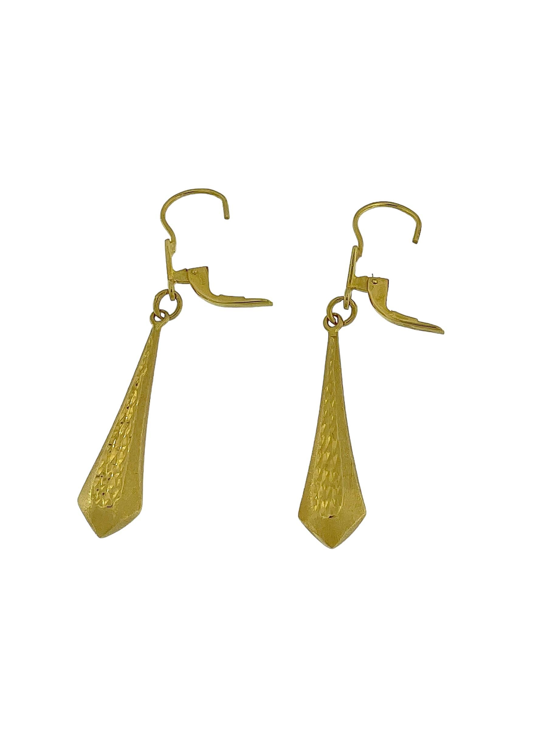 Pendientes colgantes vintage italianos Oro amarillo Artesano en venta