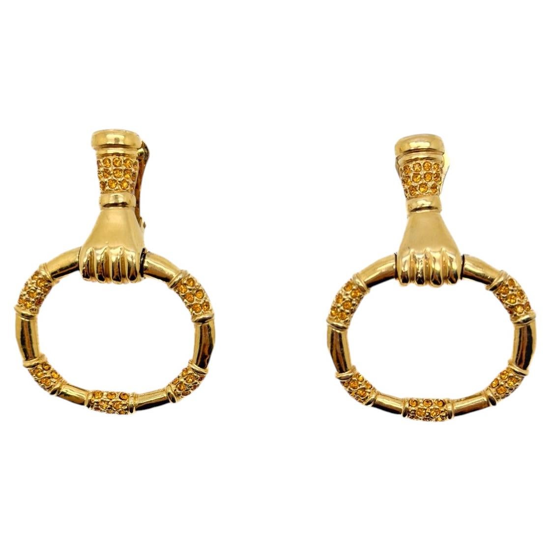 Vintage Italian De Liguoro Hand Knocker Earrings 1980s