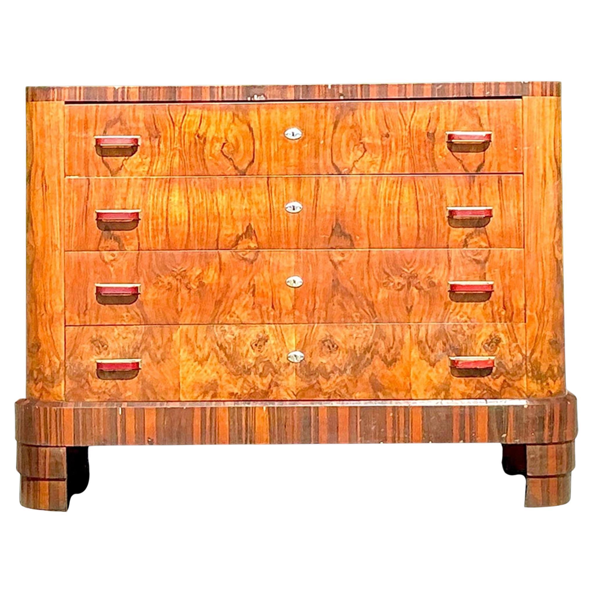 Cómoda de Madera Burl Vintage Italian Deco