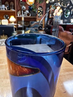 Vintage Italienische Dekorative Blaue Vase 1980er Jahre