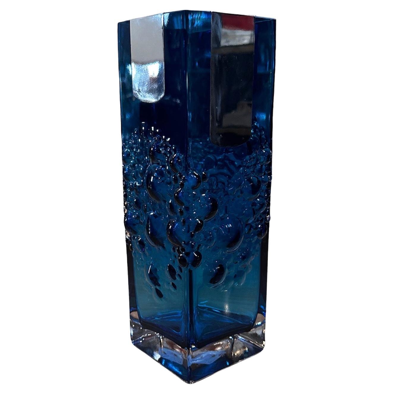 Vase décoratif italien bleu vintage des années 1980
