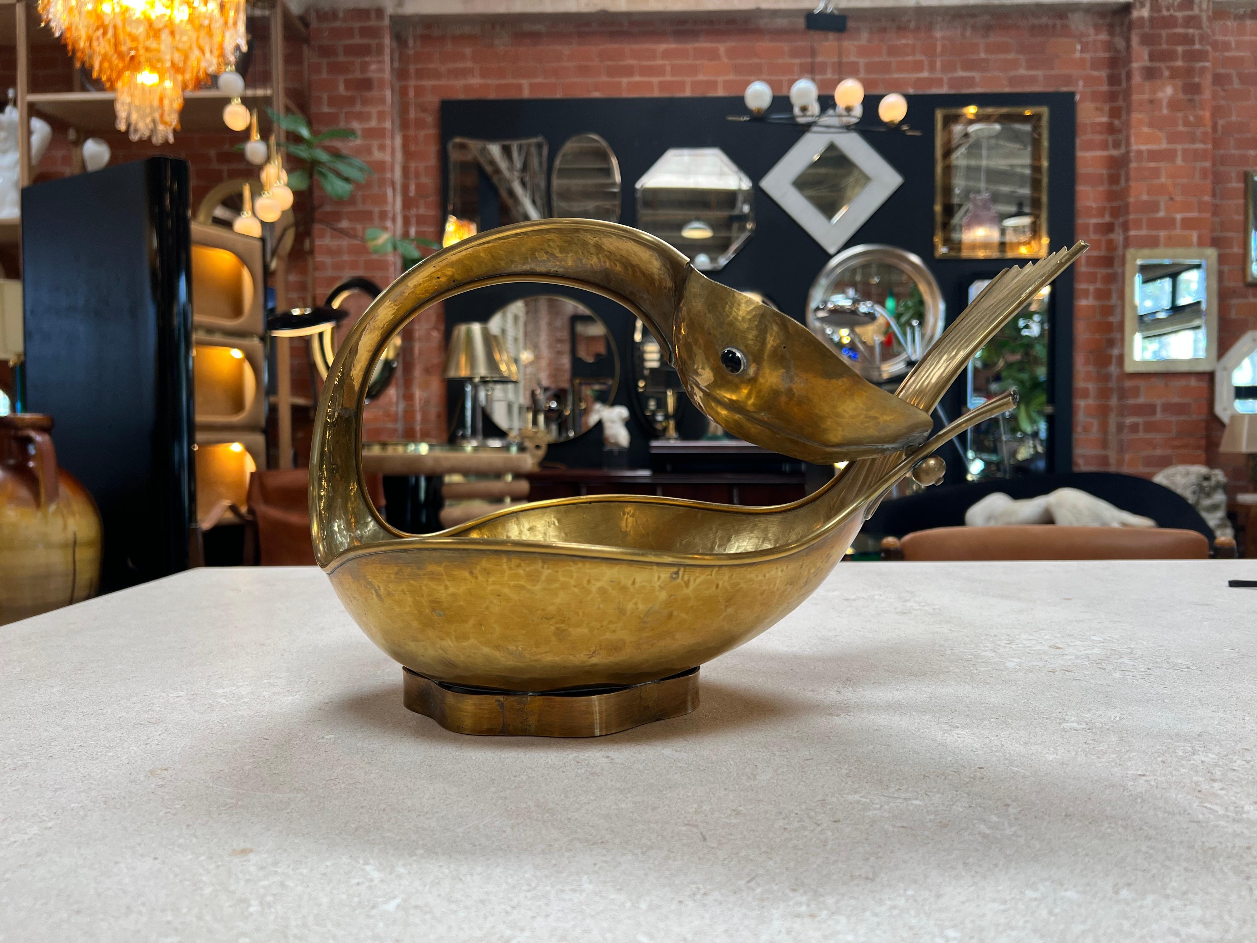 Vintage Italian Decorative Brass Bowl 1960s 1