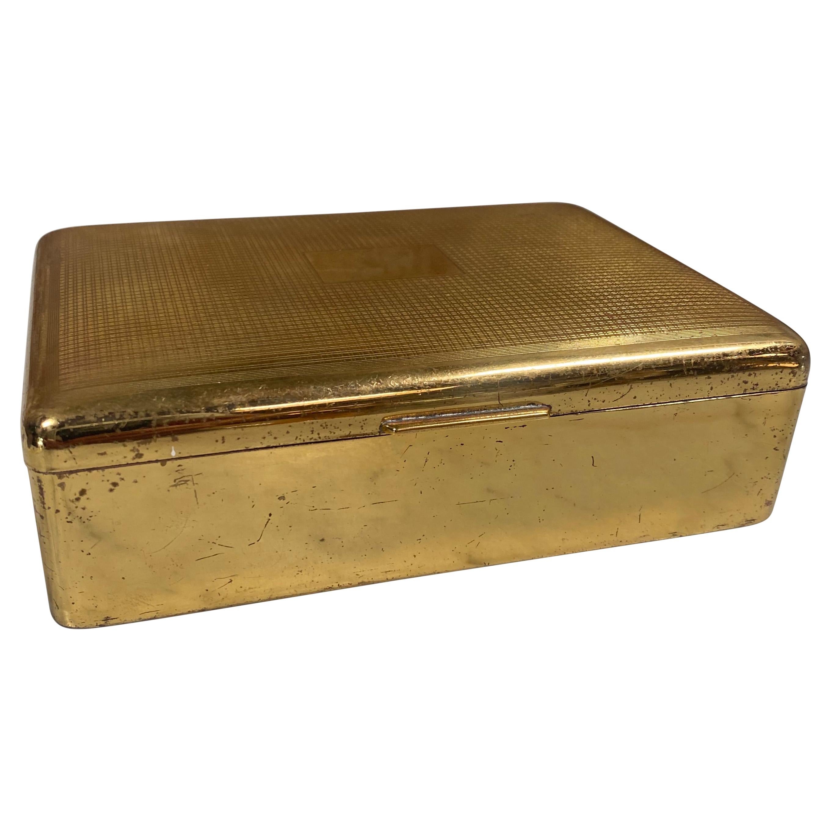 Vintage Square Palissander Box with Brass Square Pull at 1stDibs