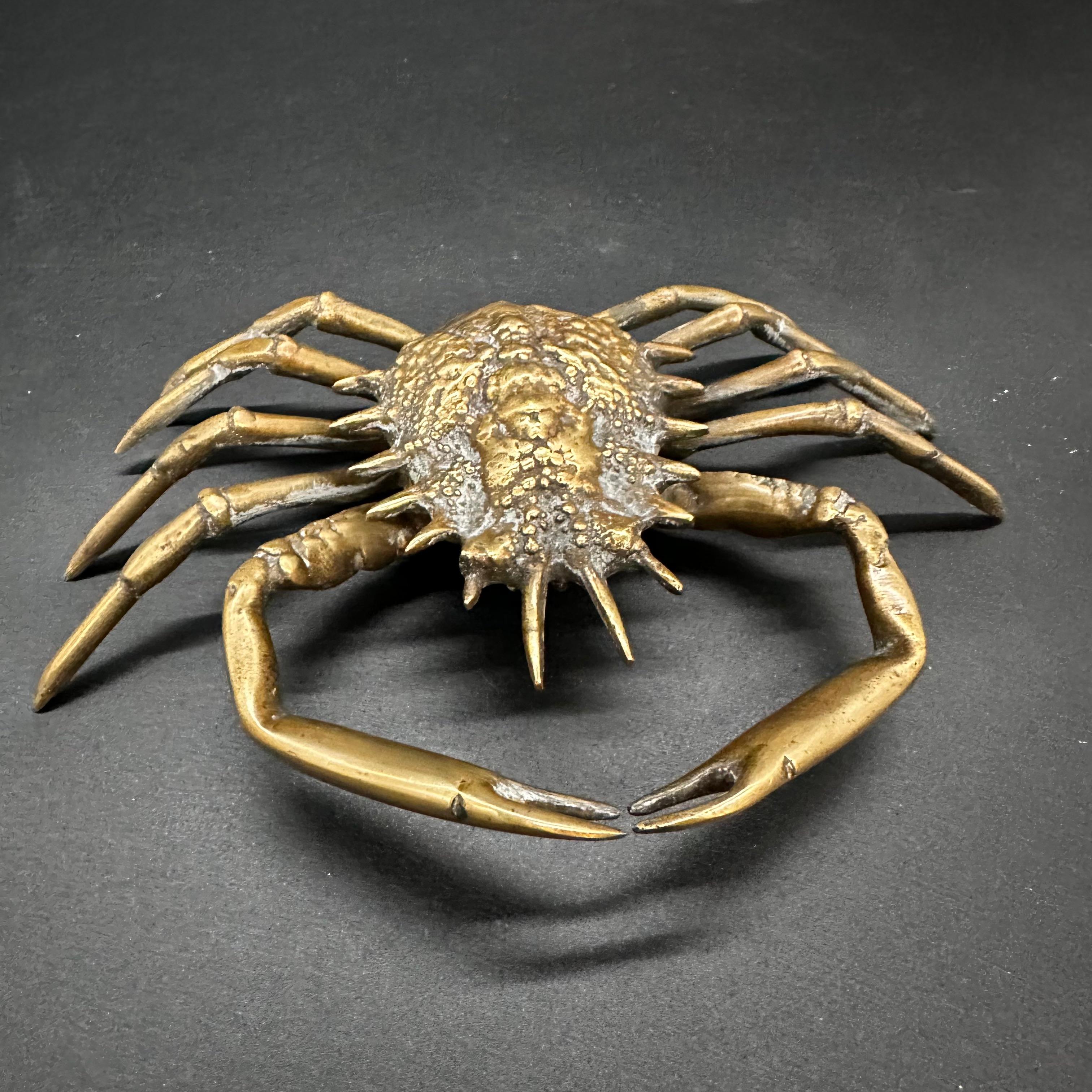 Laiton Sculpture de crabe décorative italienne vintage des années 1980 en vente