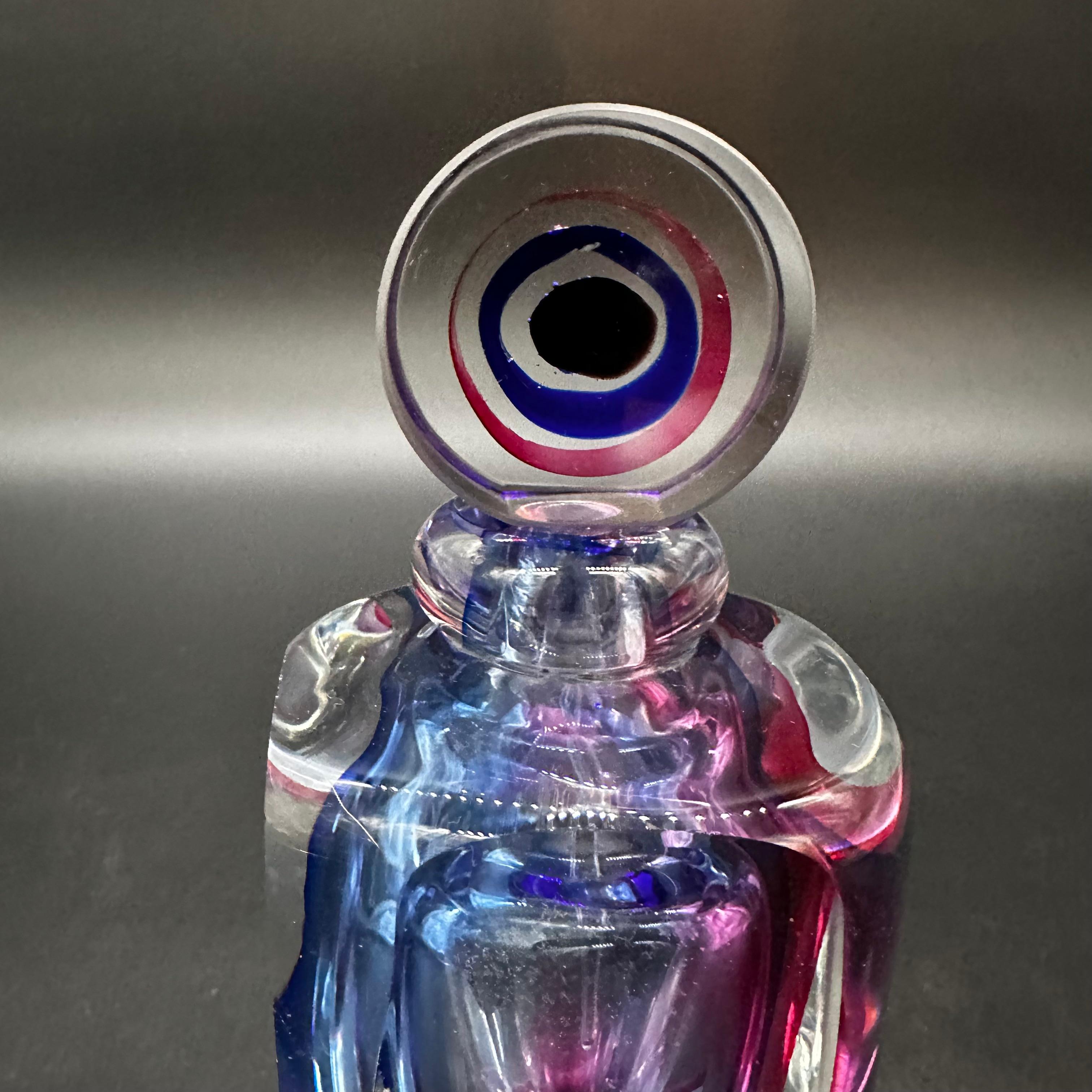 Mid-Century Modern Vintage Italian Decorative Handmade Glass Bottle 1960s For Sale