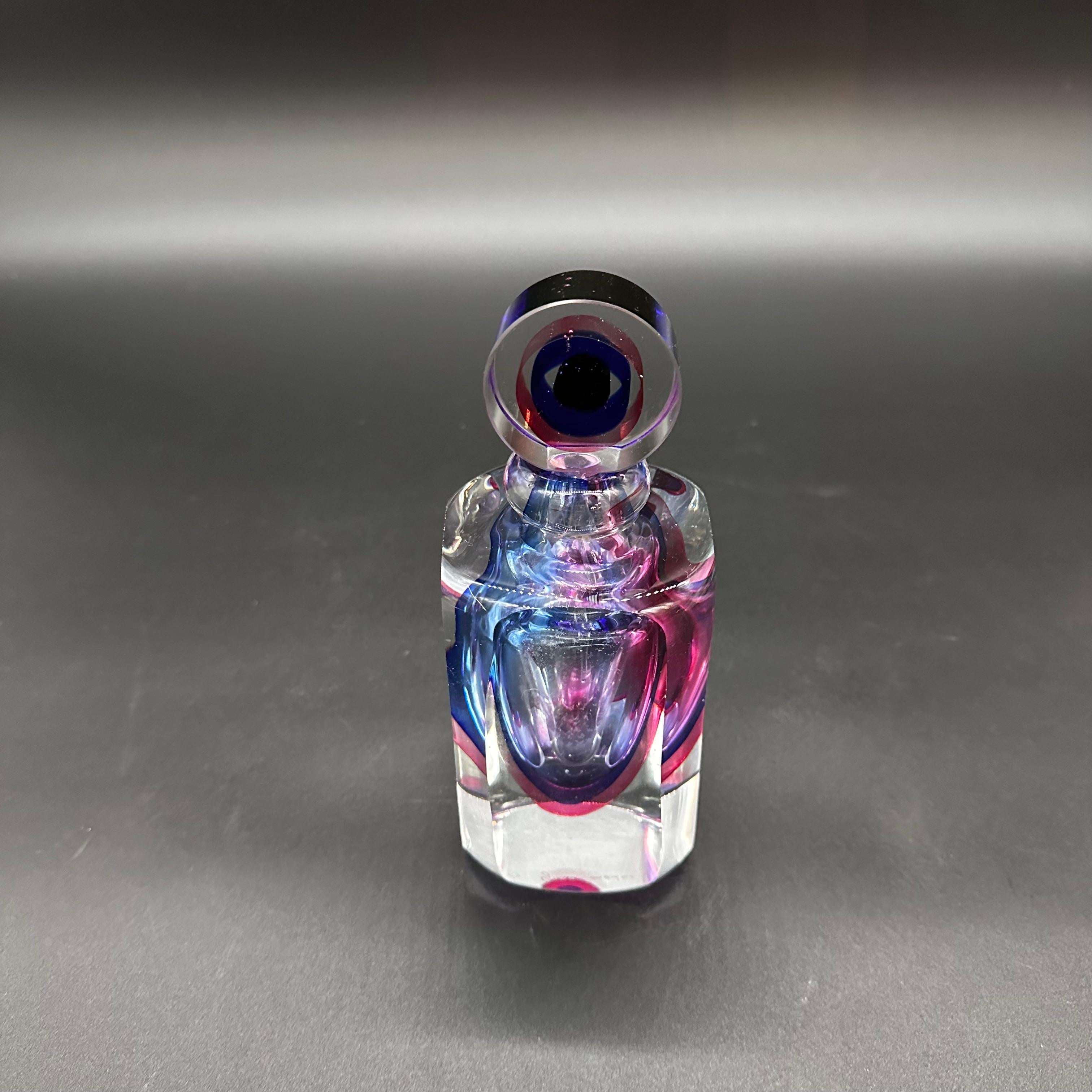 Murano Glass Vintage Italian Decorative Handmade Glass Bottle 1960s For Sale