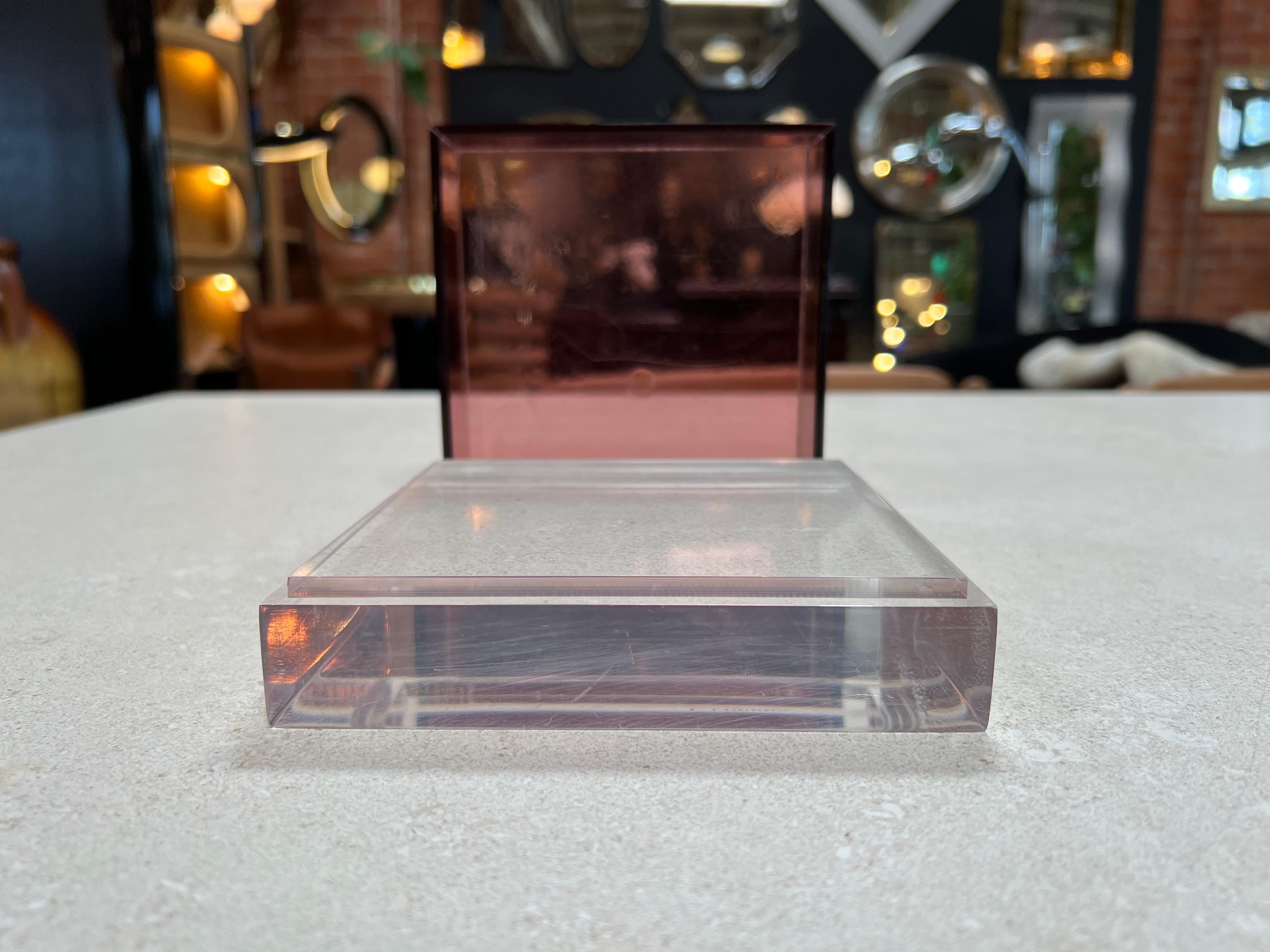 Vintage Italian Decorative Plexiglass Box 1980s: A unique and stylish decorative box from 1980s Italy, crafted with transparent plexiglass material. This exquisite piece features a modern design and showcases the artistic ingenuity of Italian