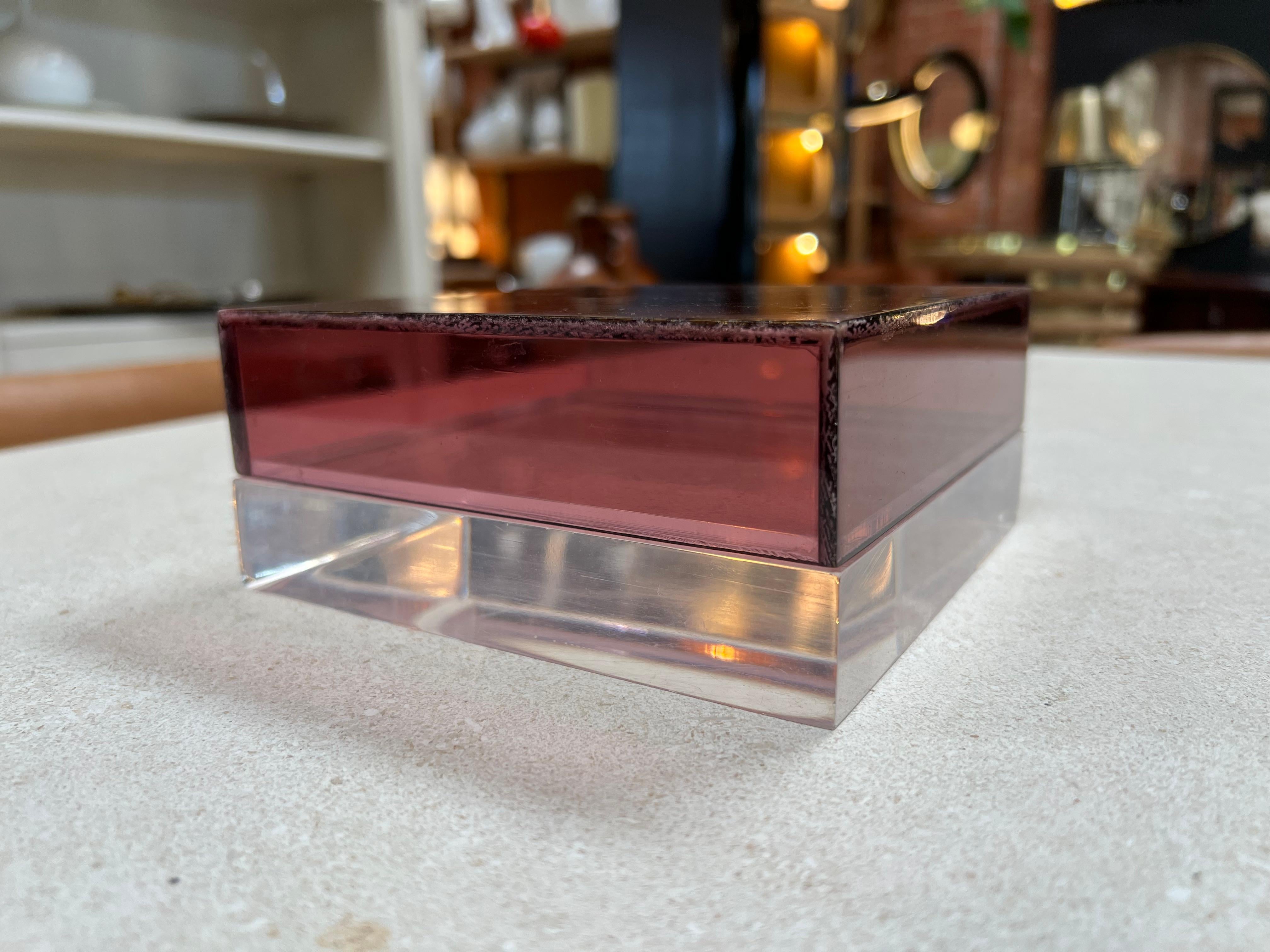 Late 20th Century Vintage Italian Decorative Plexiglass Box 1980s For Sale