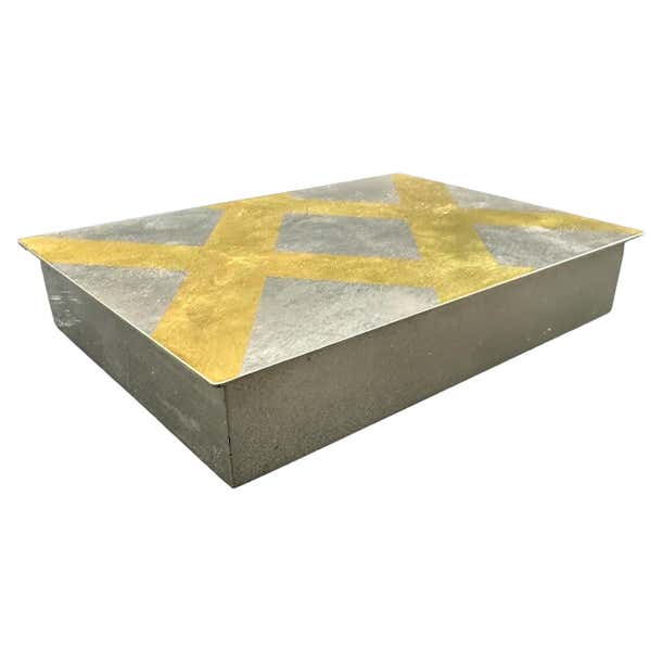 Vintage Italian Decorative Rectangular Chrome and Brass Box 1980s For ...