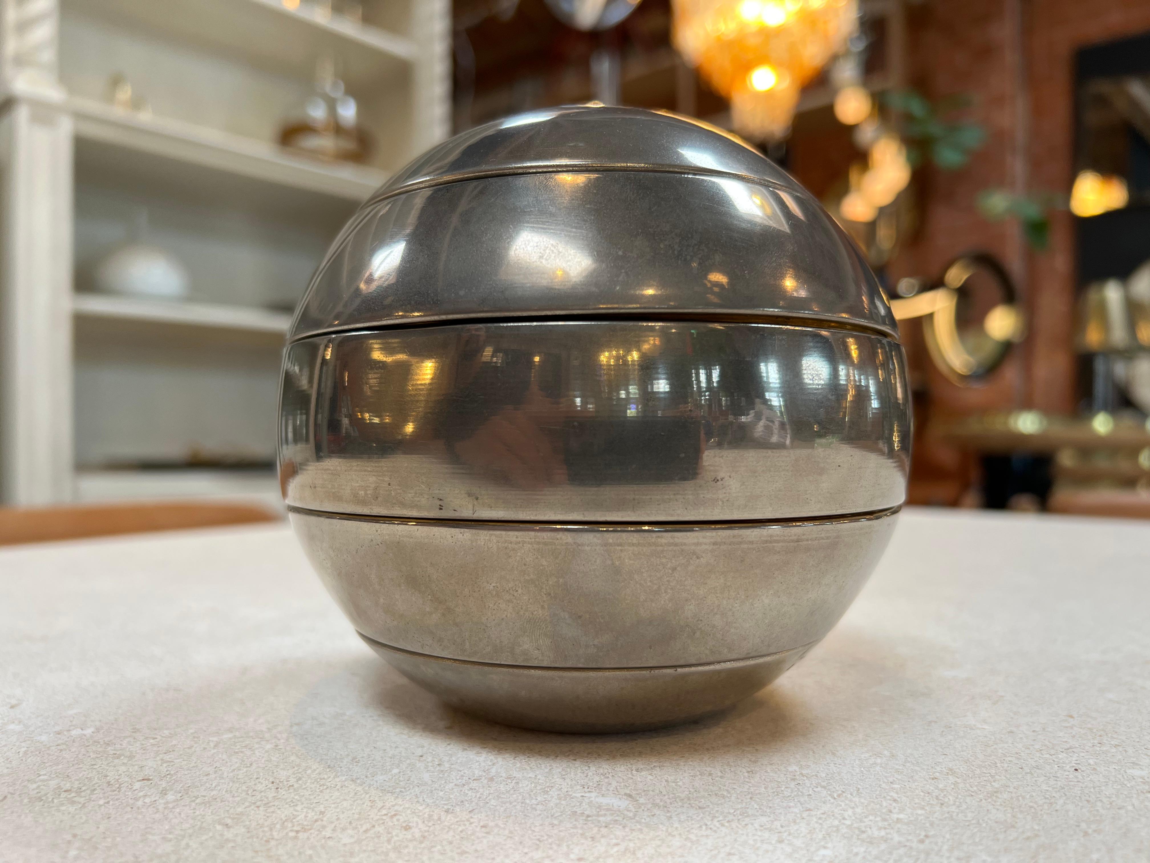Chrome Vintage Italian Decorative Sphere Object 1980s For Sale