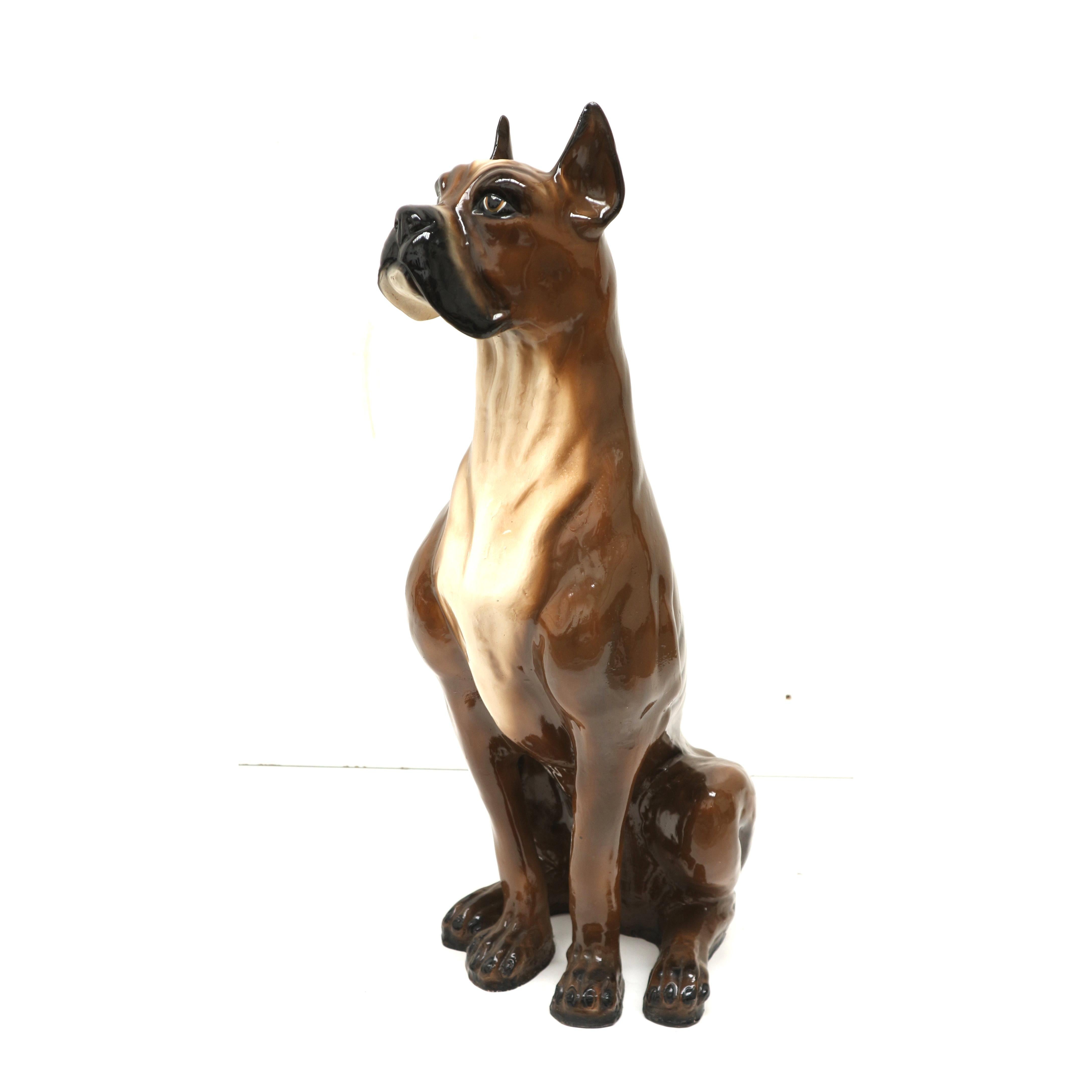 Fine XX secolo Cane in ceramica vintage dal design italiano dipinto a mano in vendita