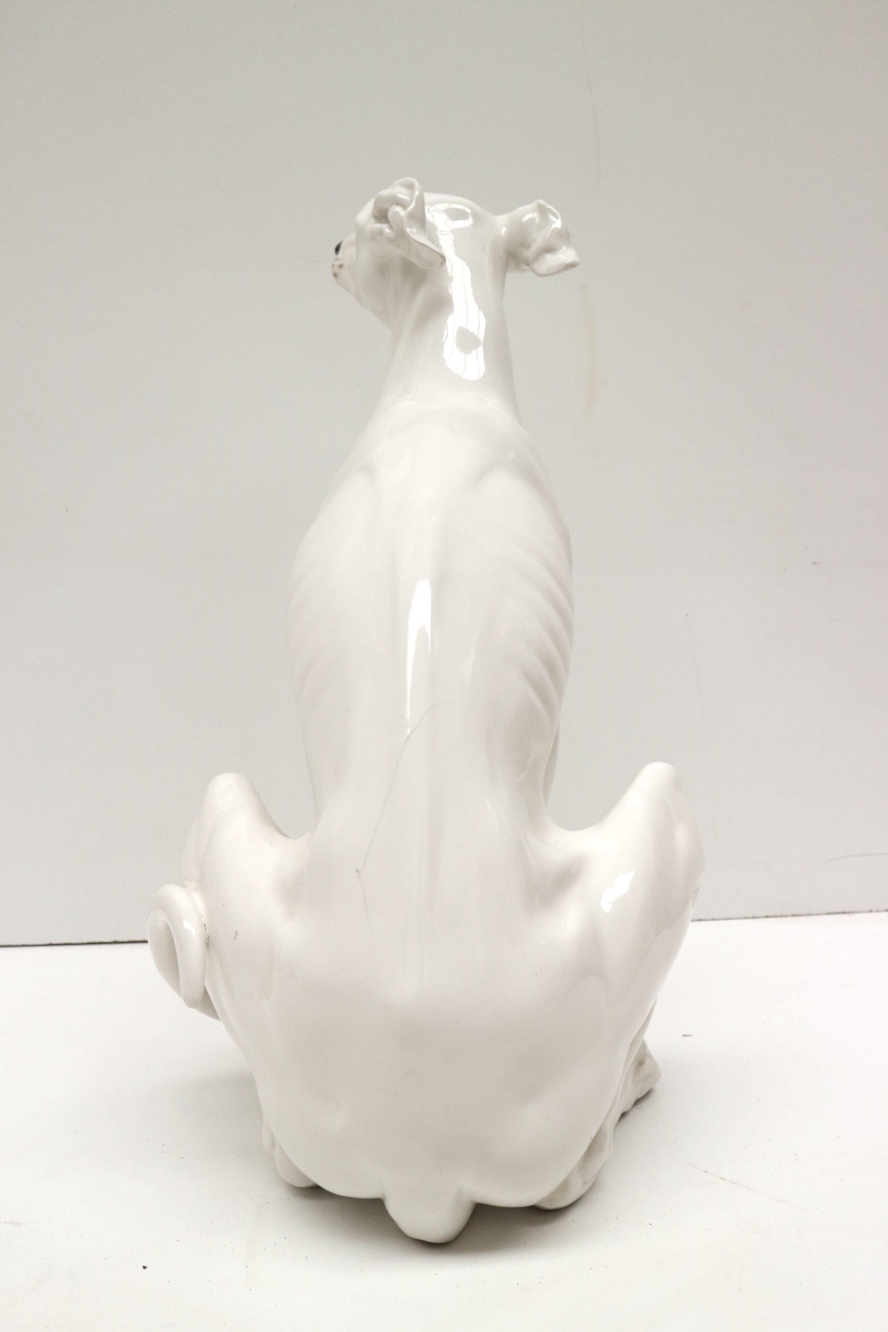 Cane in ceramica vintage dal design italiano dipinto a mano 1