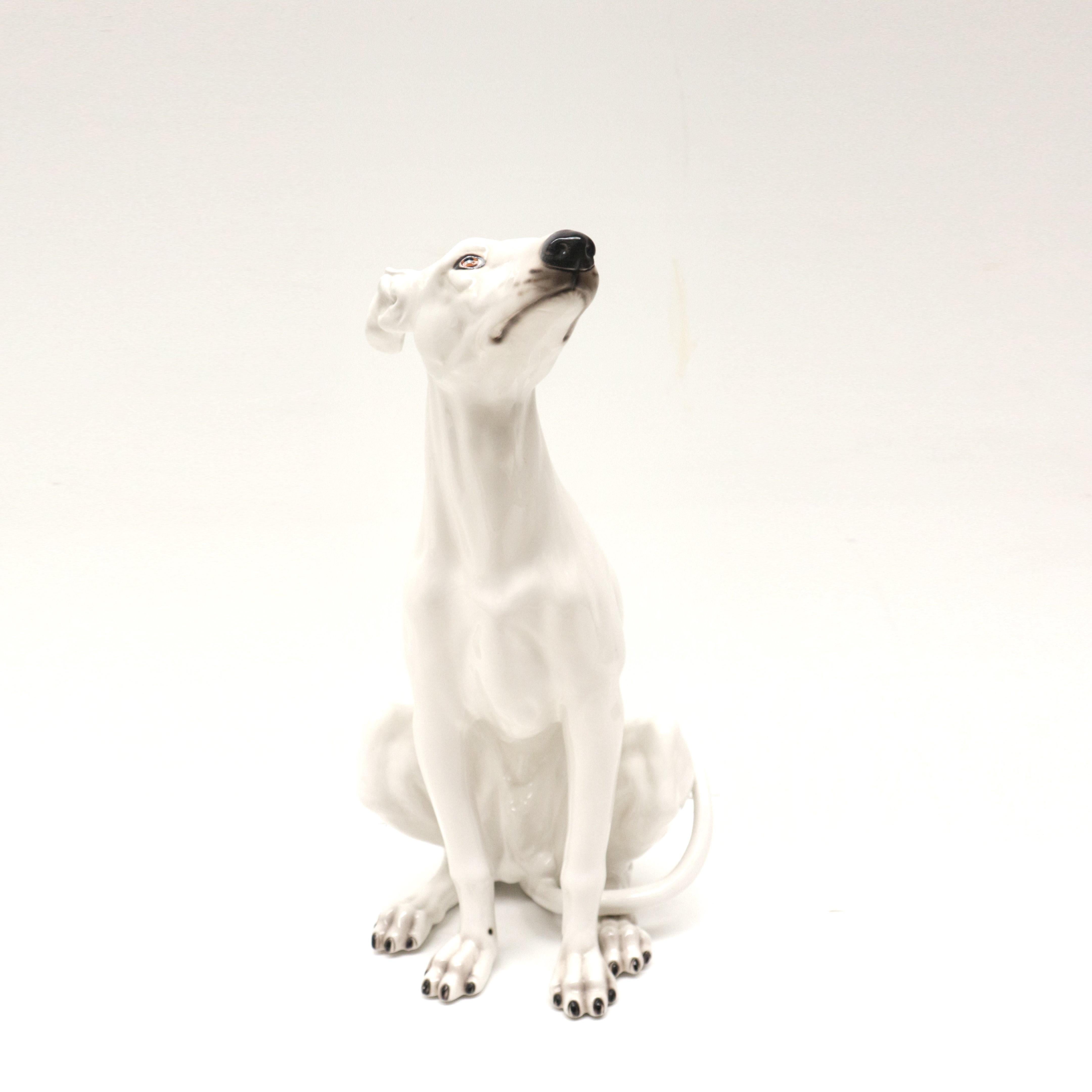 Cane in ceramica vintage dal design italiano dipinto a mano 2