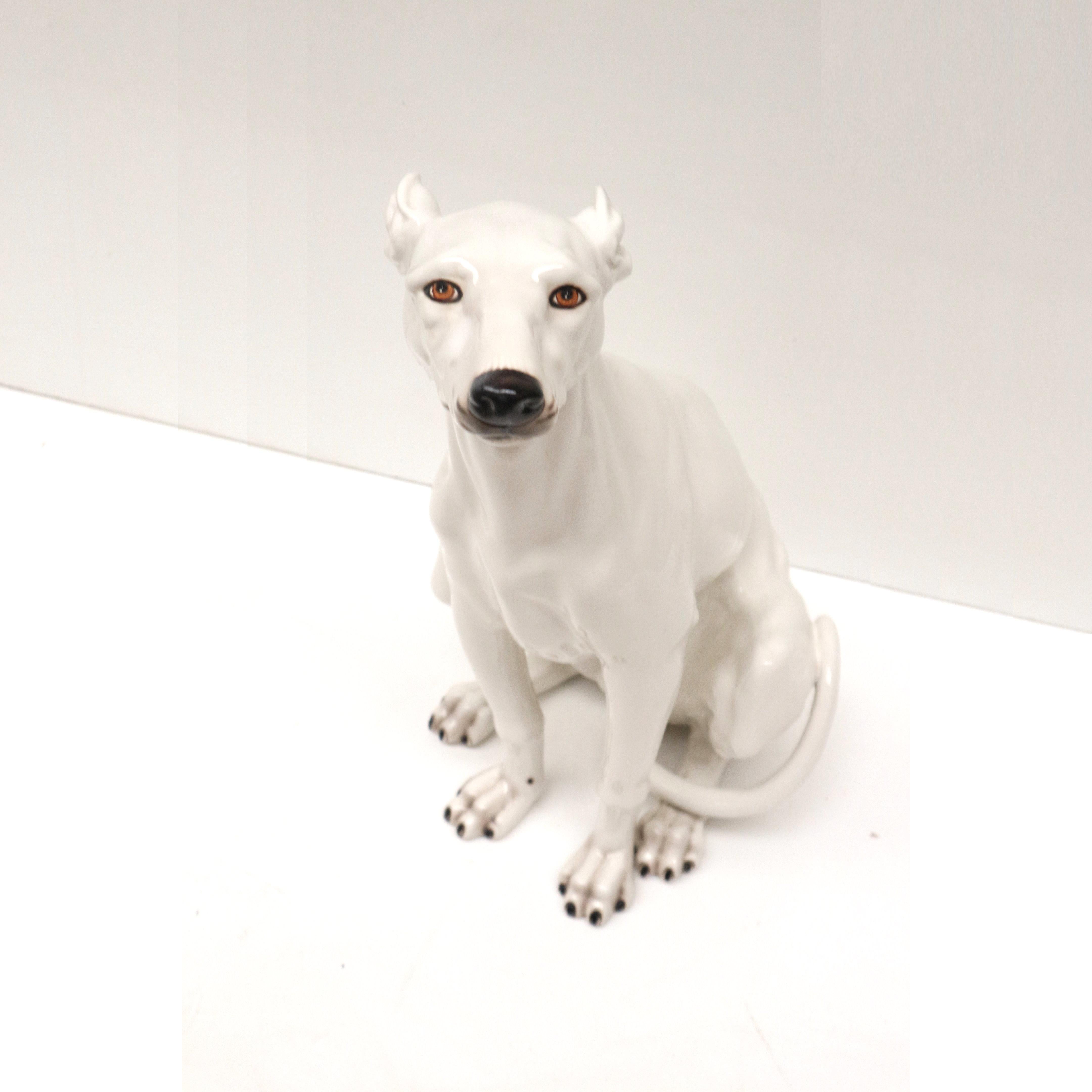 Cane in ceramica vintage dal design italiano dipinto a mano 3
