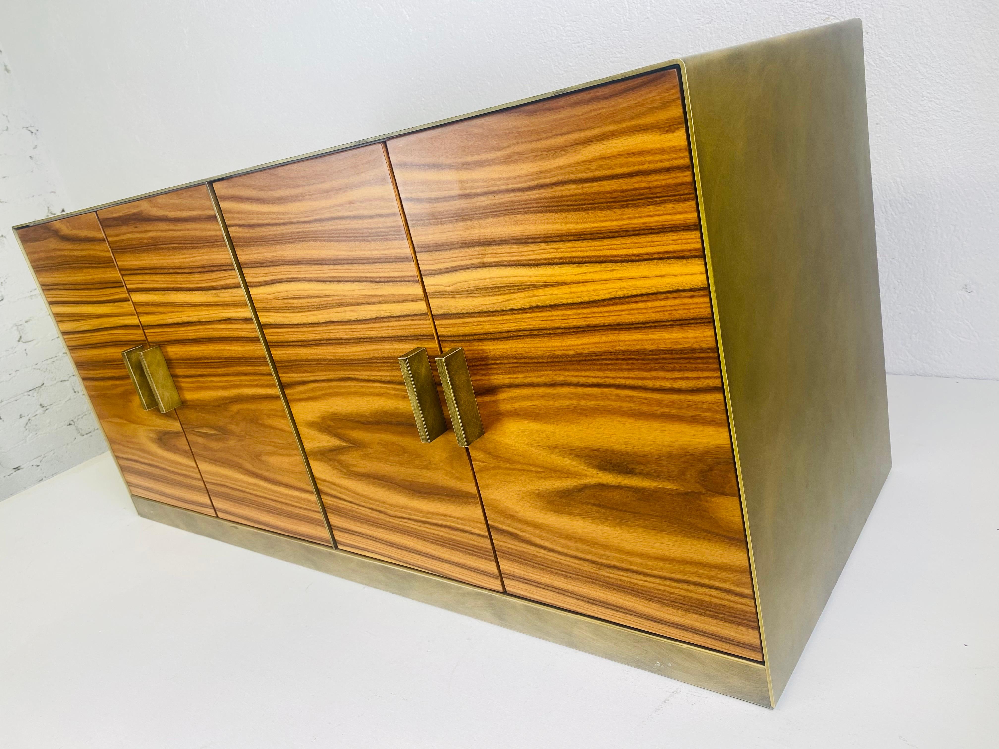Vintage Italian designed zebra wood waterfall chest For Sale 1