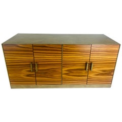 Vintage Italian designed zebra wood waterfall chest