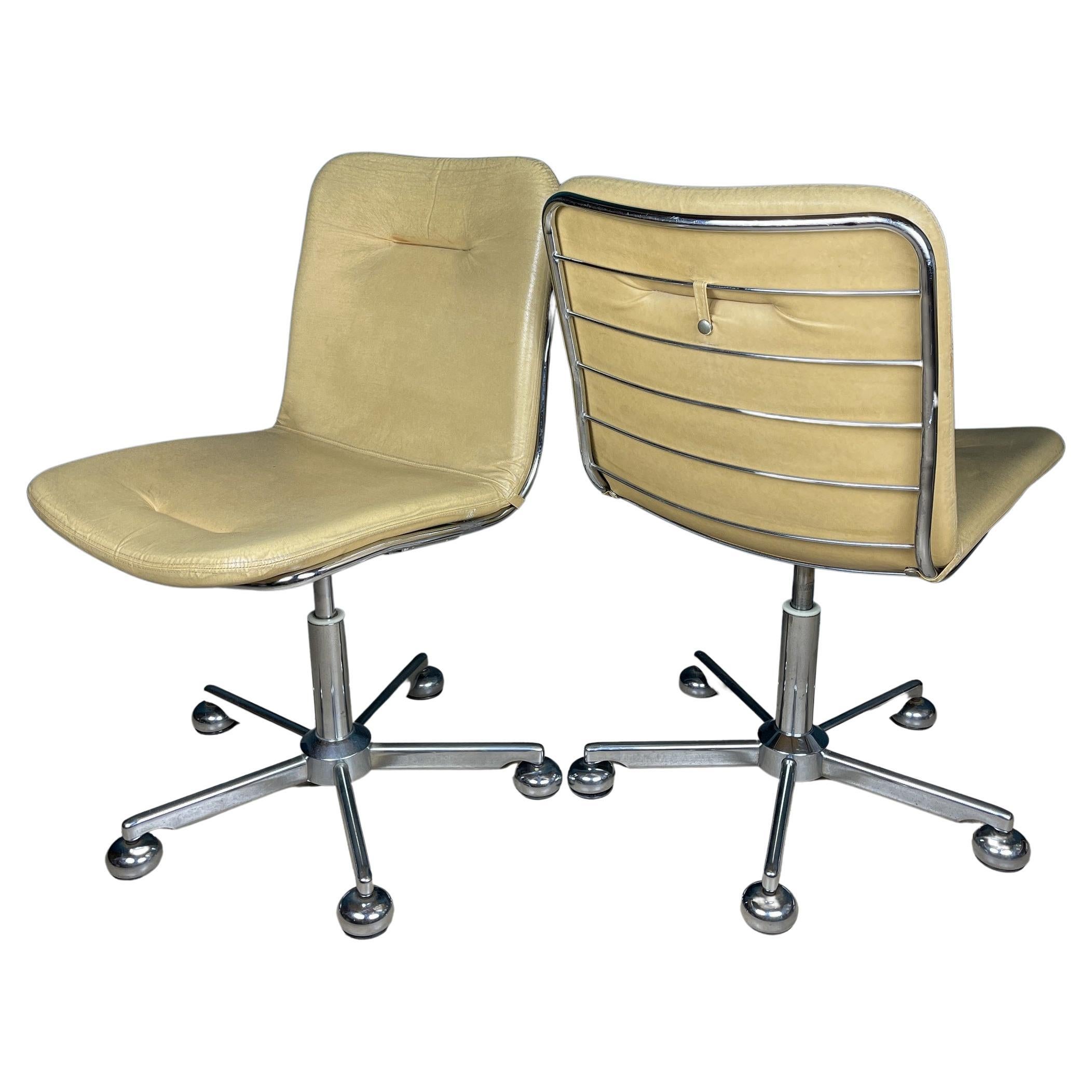 Ensemble de 2 chaises de bureau italiennes vintage de style Gastone Rinaldi, Italie, années 1970