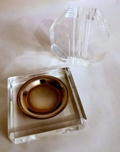 Vintage Italian Desk or Coffee Table Set in Plexiglass and Brass