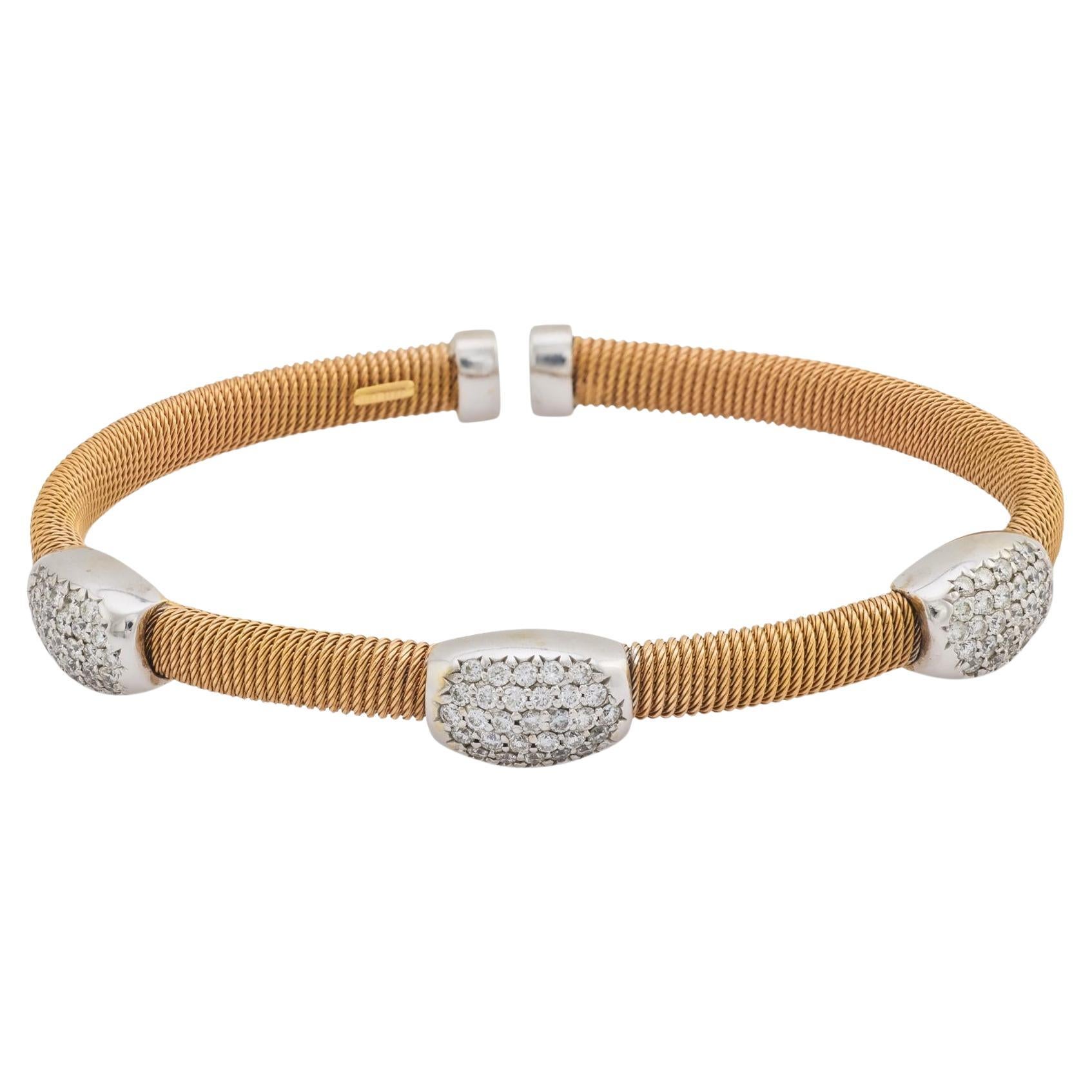 Braccialetto d
epoca con diamante italiano in oro rosa e bianco 14k