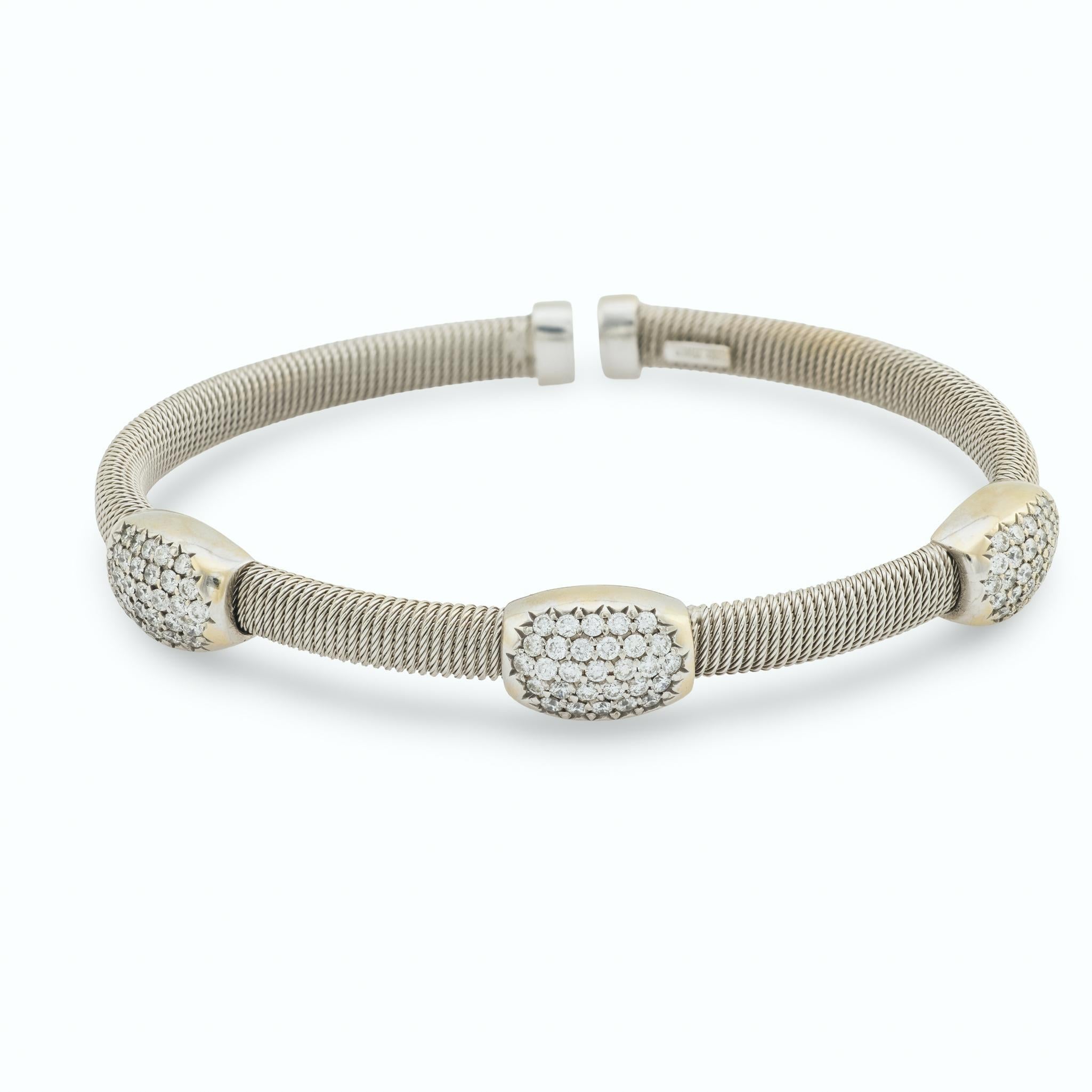 Vintage Italienisch Diamant 14k Weißgold Armreif