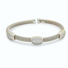 Vintage Italian diamond 14k white gold bangle