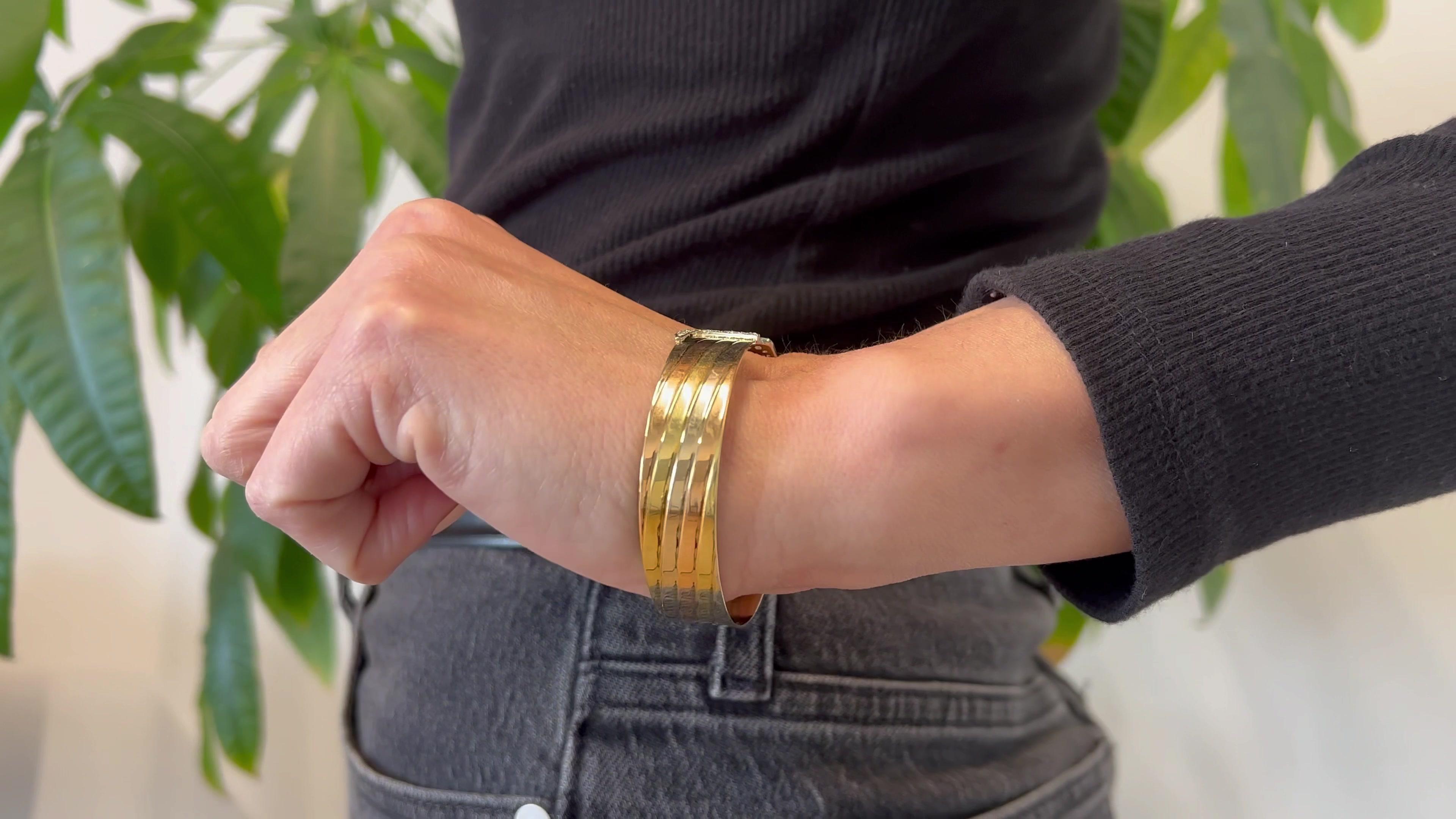 Vintage Italian Diamond 18k Tri Tone Manschettenarmband (Brillantschliff)