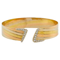 Bracciale vintage italiano con diamanti 18k e tre toni