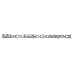 Bracelet italien vintage en or blanc 18 carats avec diamants
