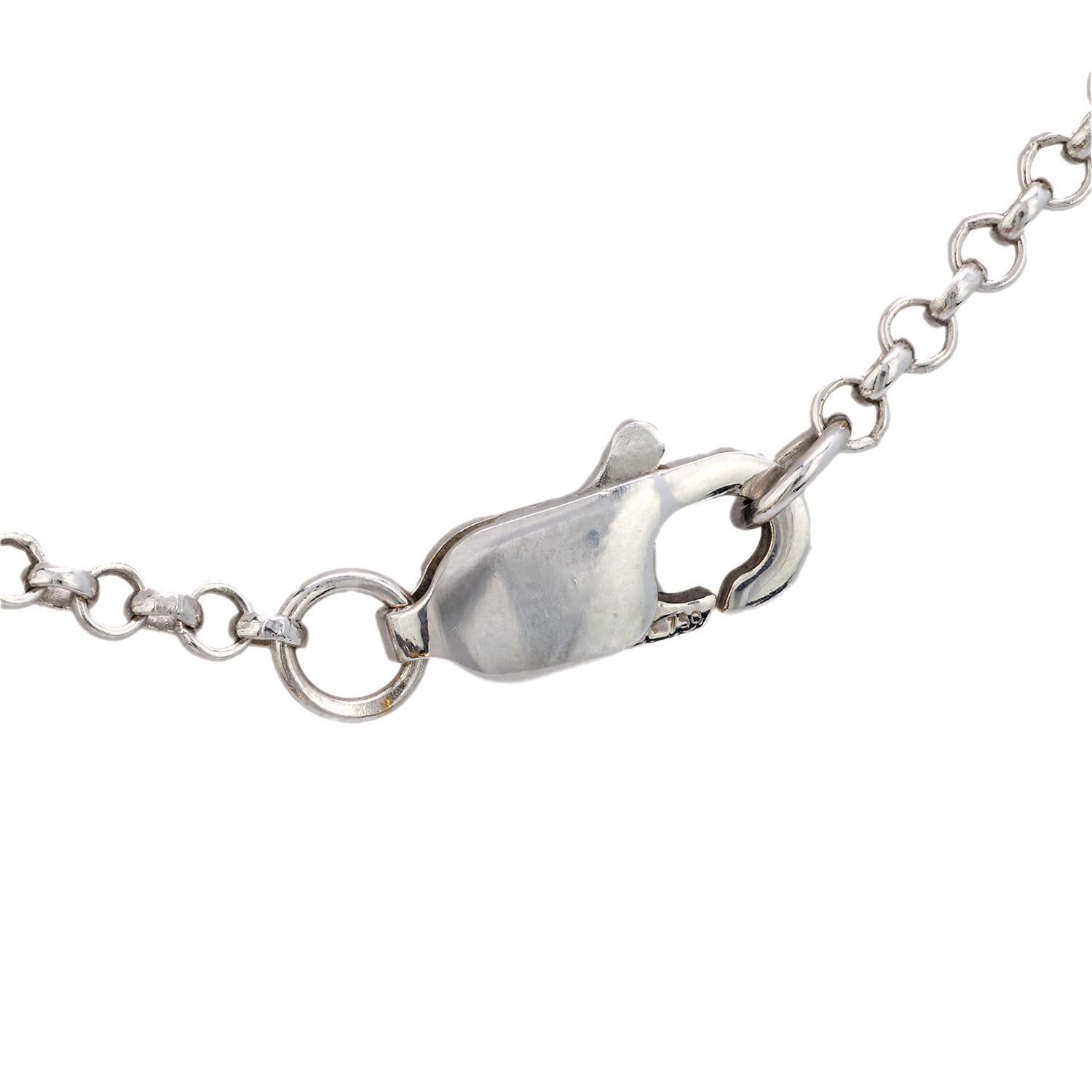 Modern Vintage Italian diamond 18k white gold, silver, enamel cherry necklace For Sale