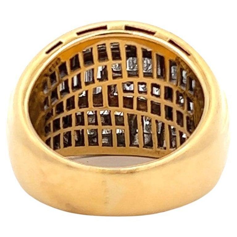 Vintage Italian Diamond 18k Yellow Gold Dome Ring For Sale at 1stDibs