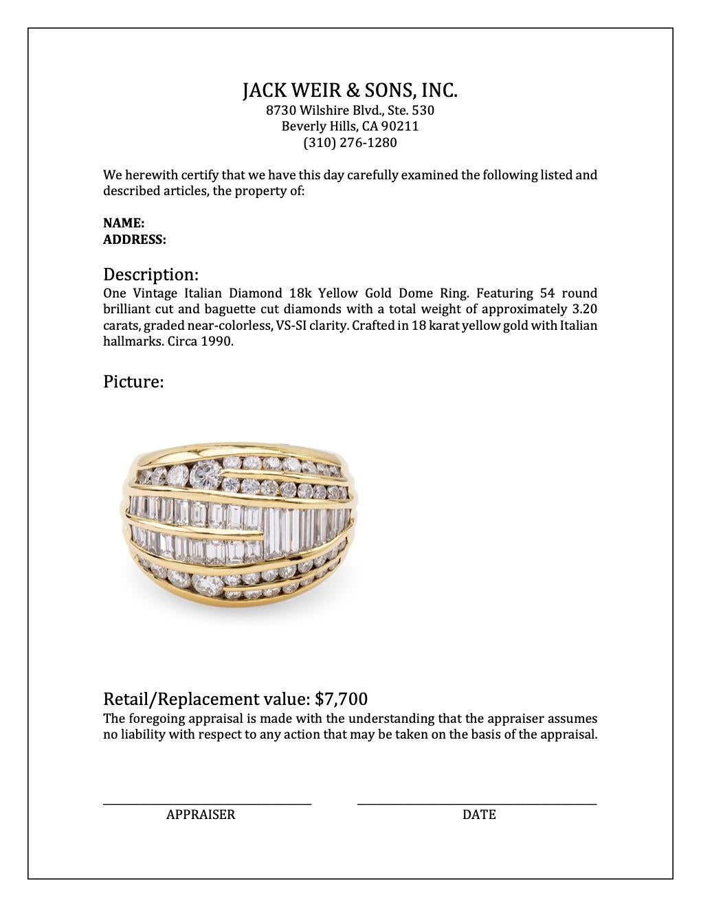 Italienischer Diamant-Kuppelring aus 18 Karat Gelbgold 2