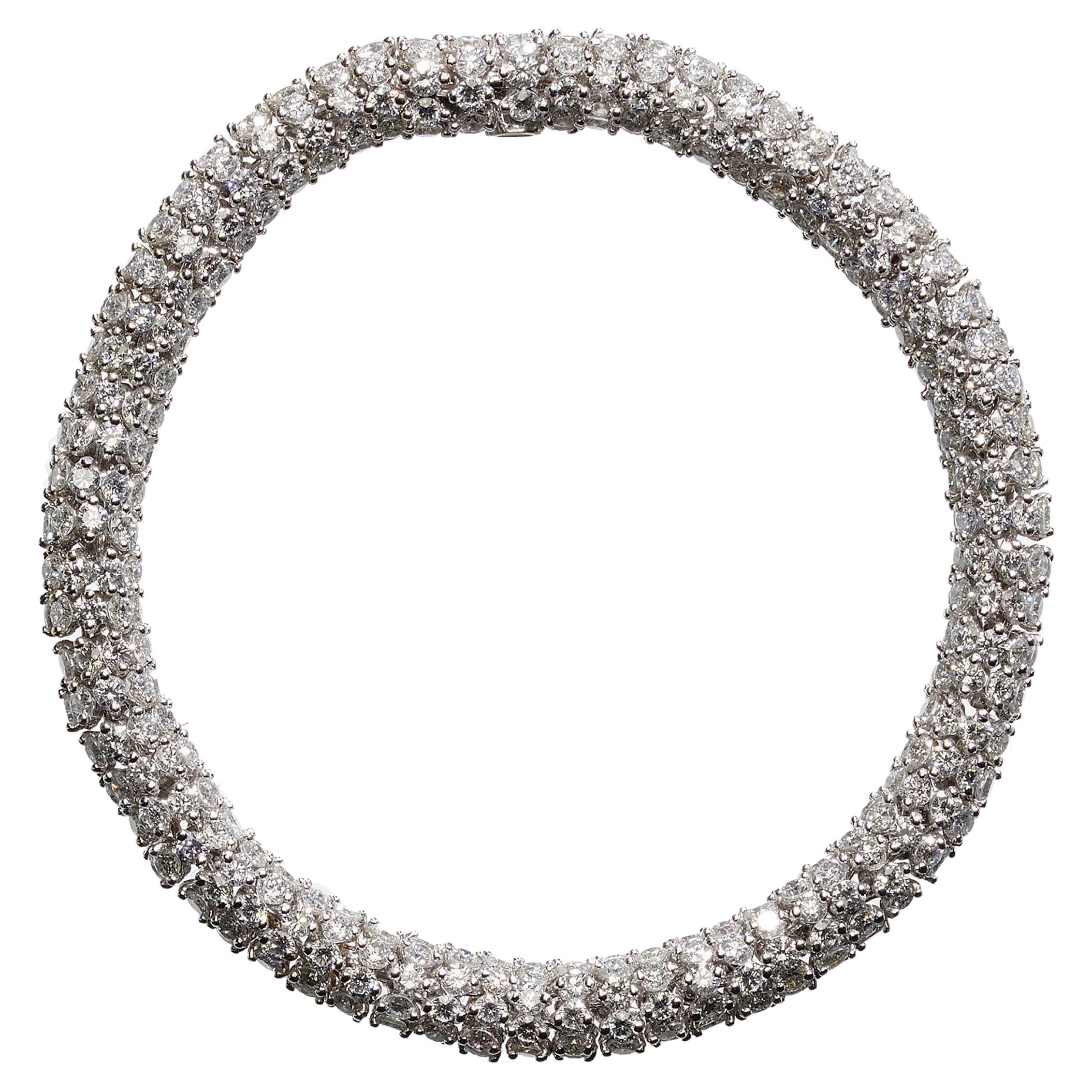 Vintage Italian Diamond And White Gold Rondelle Bracelet, 16.29 Carats