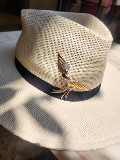 Vintage Italian Diamond Phoenix Bird Brooch 18k and Platinum