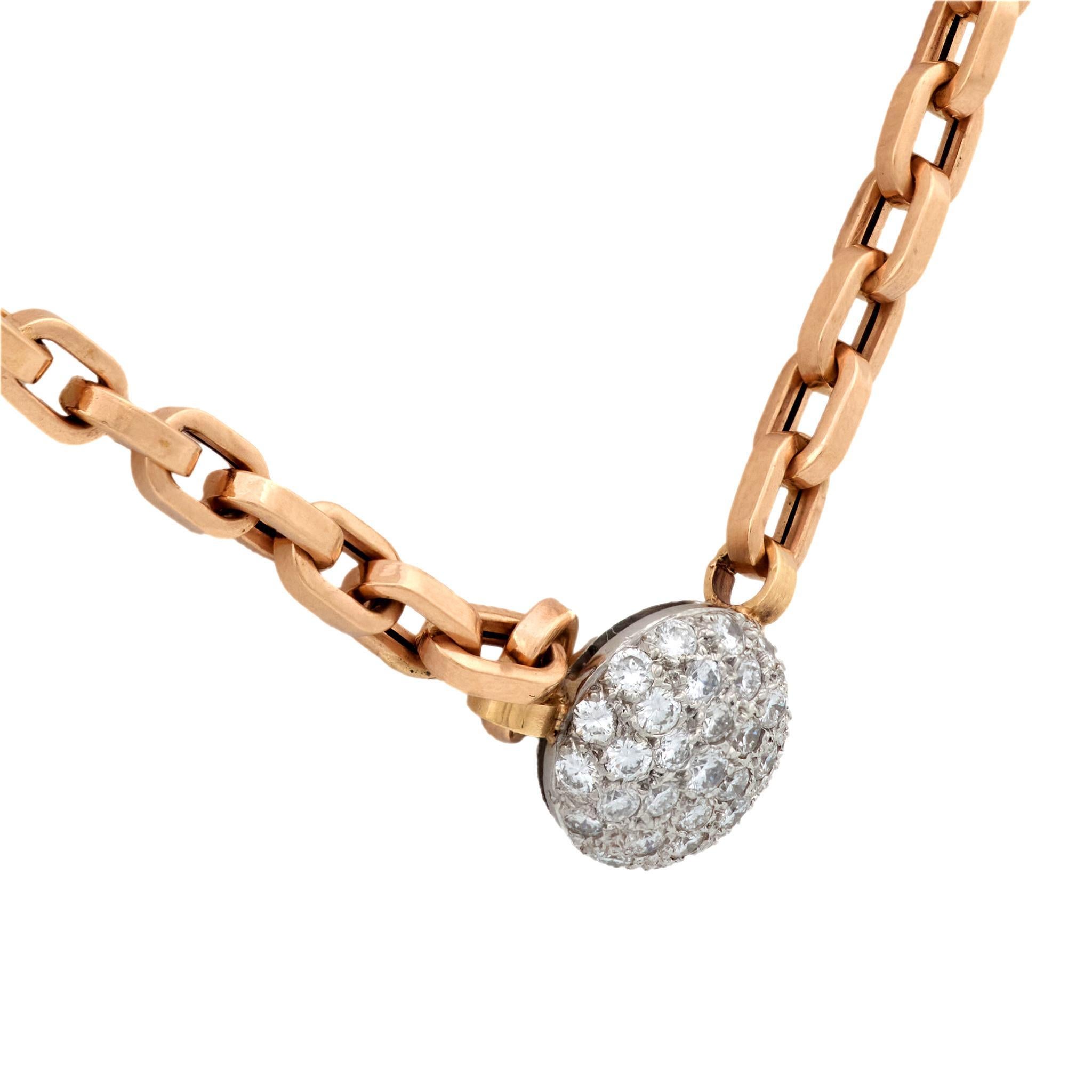 Moderno Collana circolare d'epoca in oro rosa 14k con diamanti e platino in vendita