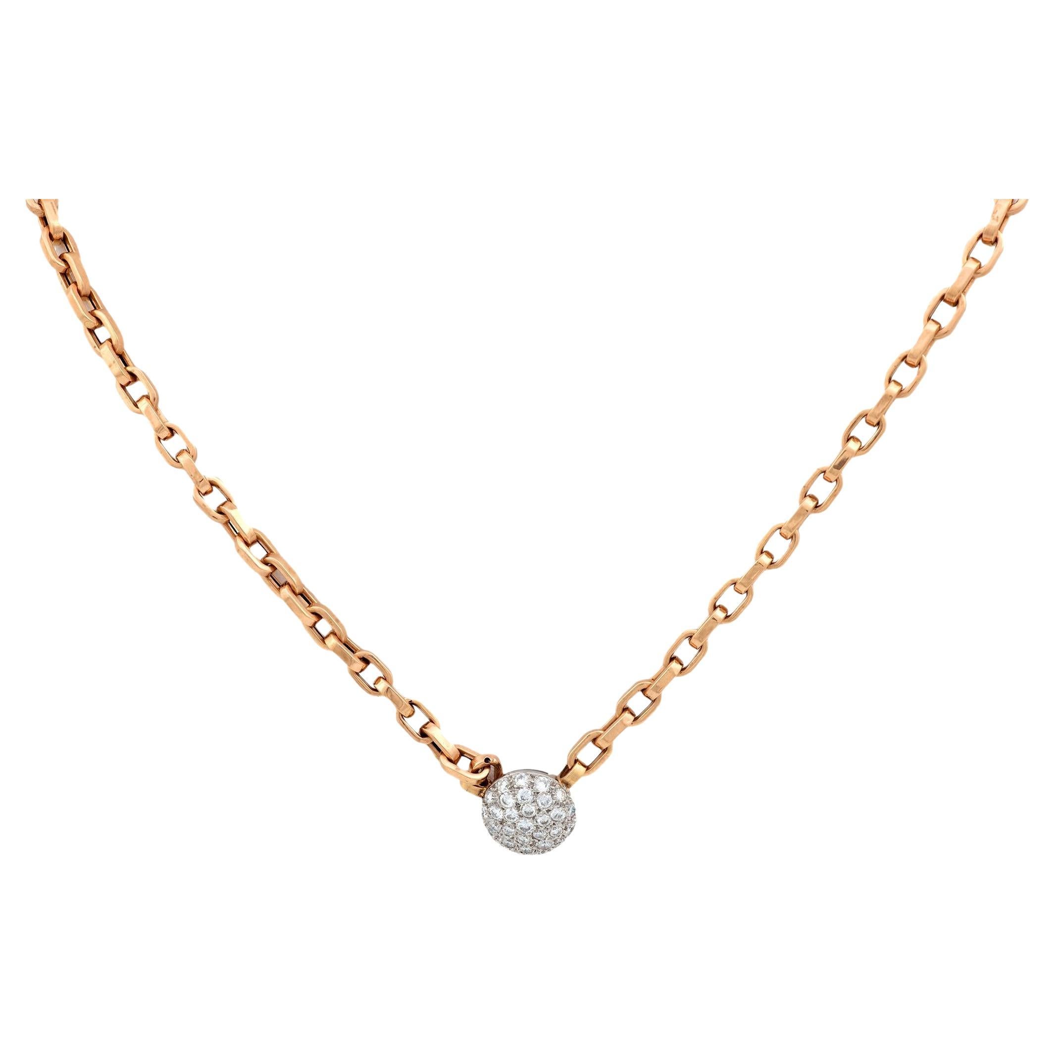 Collana circolare d'epoca in oro rosa 14k con diamanti e platino in vendita