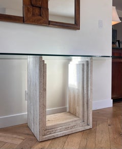 Vintage Italian “Diapason” travertine console table by Cattelan Italia, 1986