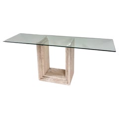 Vintage Italian “Diapason” travertine console table by Cattelan Italia, 1986