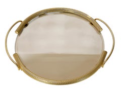 Bandeja de latón dorado y cristal Vintage Italian Dimart